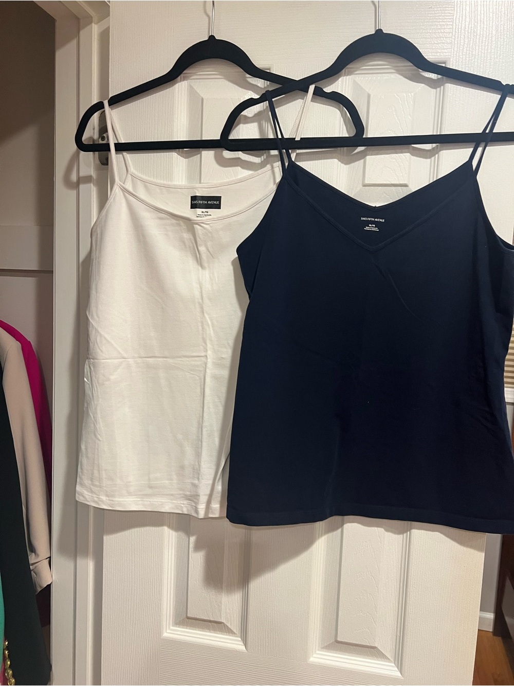 Saks Fifth Avenue Two-Pack V-Neck Cami Tanks in White & Navy